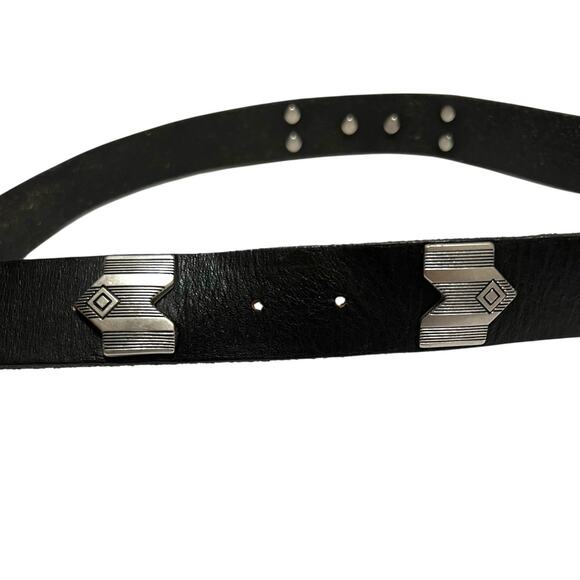 Urban Outfitters Leather Belt Black with Silver Hardware Unisex Small/Medium - Picture 8 of 13